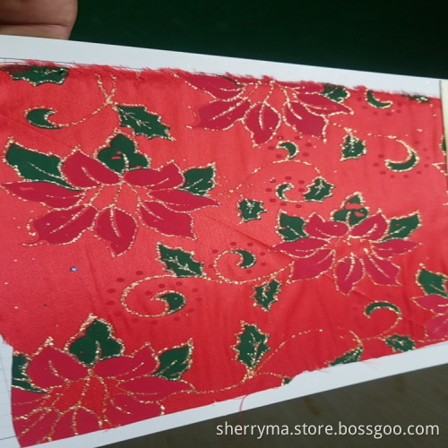 100 Nylon santa claus pattern printed flores de tela metallic organza christmas fabric for garment